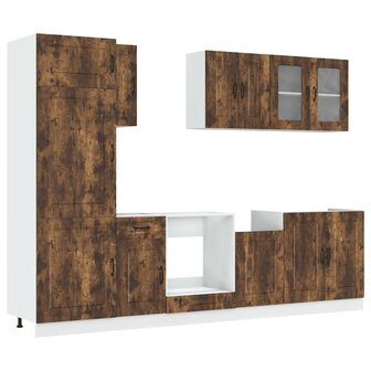 8-delige Keukenkastenset Kalmar bewerkt hout gerookt eiken 2