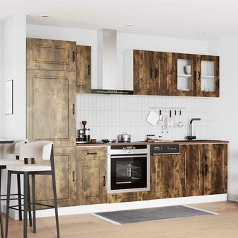 8-delige Keukenkastenset Kalmar bewerkt hout gerookt eiken 3