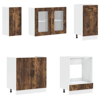 8-delige Keukenkastenset Kalmar bewerkt hout gerookt eiken 4
