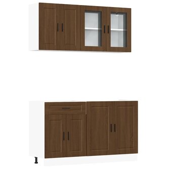 4-delige Keukenkastenset Kalmar bewerkt hout bruin eikenkleur 2
