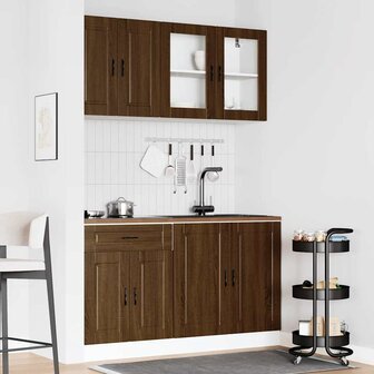 4-delige Keukenkastenset Kalmar bewerkt hout bruin eikenkleur 3