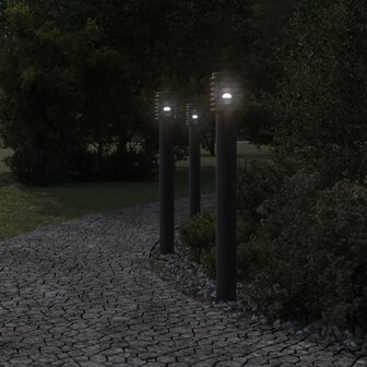 Buitenvloerlampen 3 st stopcontact 110 cm roestvrijstaal zwart 3