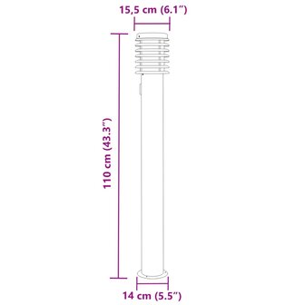 Buitenvloerlampen 3 st stopcontact 110 cm roestvrijstaal zwart 7