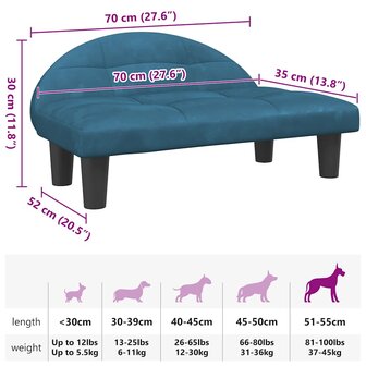 Hondenmand 70x52x30 cm fluweel blauw 7