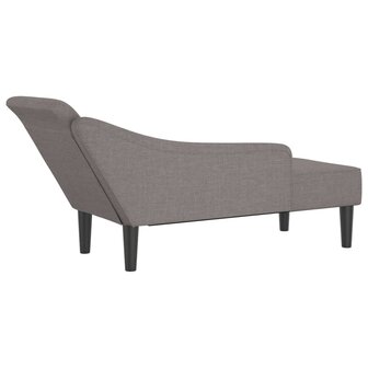 Chaise longue met kussens stof taupe 5