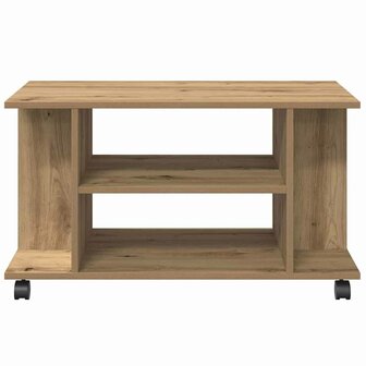 Tv-meubel met wieltjes 80x40x45cm bewerkt hout artisanaal eiken 4