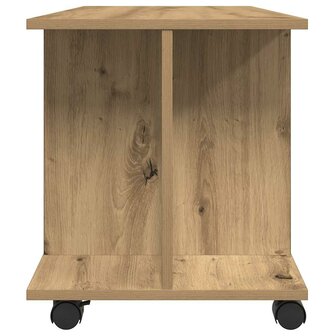 Tv-meubel met wieltjes 80x40x45cm bewerkt hout artisanaal eiken 5