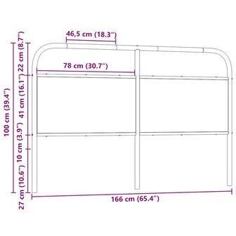 Hoofdbord 160 cm staal en bewerkt hout gerookt eikenkleurig 7