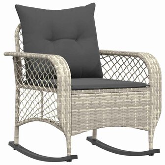 Tuinschommelstoel met kussens poly rattan lichtgrijs 2