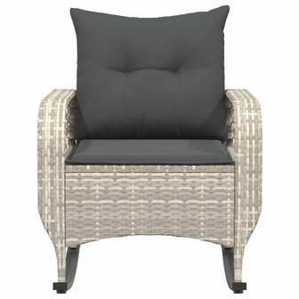 Tuinschommelstoel met kussens poly rattan lichtgrijs 4