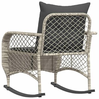 Tuinschommelstoel met kussens poly rattan lichtgrijs 6