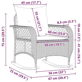 Tuinschommelstoel met kussens poly rattan lichtgrijs 9