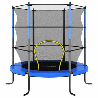 Trampoline met veiligheidsnet rond 140x160 cm blauw 2