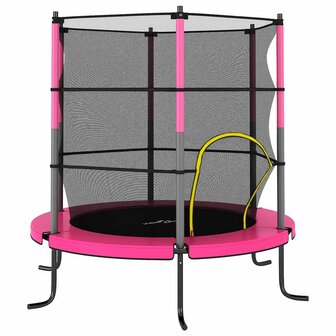 Trampoline met veiligheidsnet rond 140x160 cm roze 1
