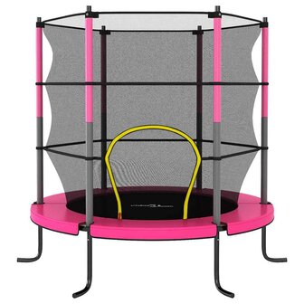 Trampoline met veiligheidsnet rond 140x160 cm roze 2