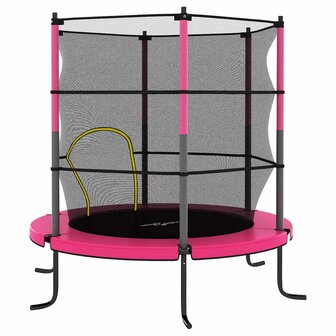 Trampoline met veiligheidsnet rond 140x160 cm roze 4