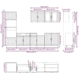 7-delige Keukenkastenset Kalmar bewerkt hout sonoma eikenkleur 8