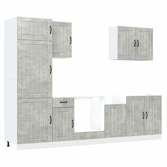 7-delige Keukenkastenset Lucca bewerkt hout betongrijs 2