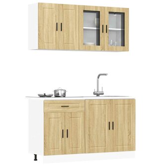 4-delige Keukenkastenset Kalmar bewerkt hout sonoma eikenkleur 1
