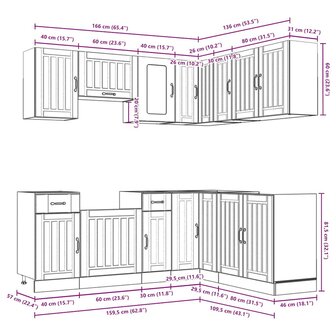 11-delige Keukenkastenset Lucca bewerkt hout sonoma eikenkleur 8