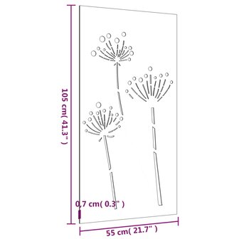 Wanddecoratie tuin bloemenontwerp 105x55 cm cortenstaal 8