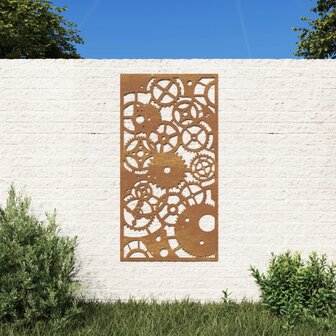 Wanddecoratie tuin tandwielontwerp 105x55 cm cortenstaal 1