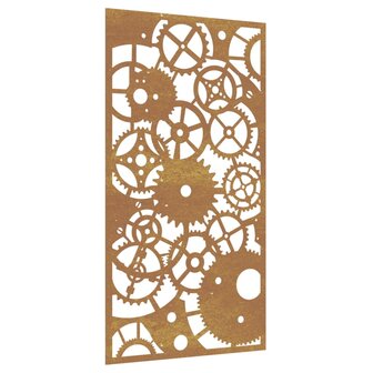 Wanddecoratie tuin tandwielontwerp 105x55 cm cortenstaal 2