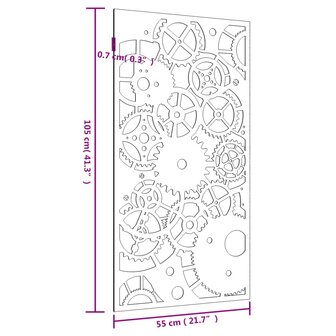 Wanddecoratie tuin tandwielontwerp 105x55 cm cortenstaal 8