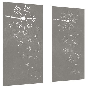 Wanddecoratie tuin 2 st bloemenontwerp 105x55 cm cortenstaal 3