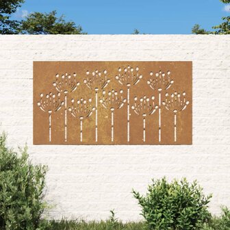 Wanddecoratie tuin bloemenontwerp 105x55 cm cortenstaal 1