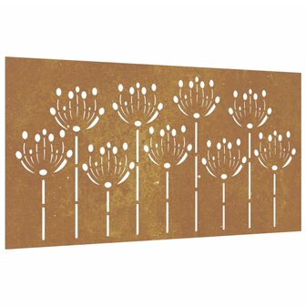 Wanddecoratie tuin bloemenontwerp 105x55 cm cortenstaal 2