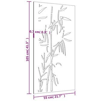 Wanddecoratie tuin bamboe-ontwerp 105x55 cm cortenstaal 8