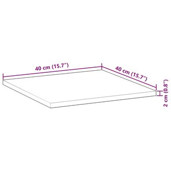 Tafelblad vierkant 40x40x2 cm massief acaciahout 9