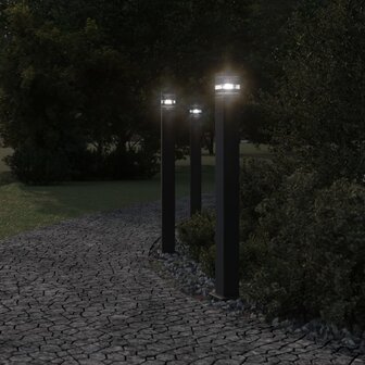 Buitenvloerlampen 3 st met stopcontact 110 cm aluminium zwart 3