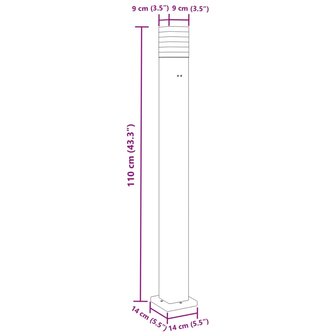 Buitenvloerlampen 3 st met stopcontact 110 cm aluminium zwart 7