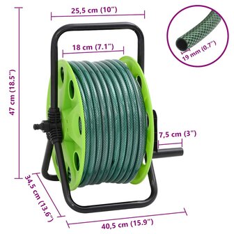Slanghaspel met slangkoppelset 0,75&quot; 20 m vrijstaand PVC groen 8