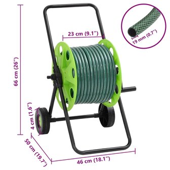 Slanghaspelkar en slangkoppelset 0,75&quot; staand 20 m PVC groen 9