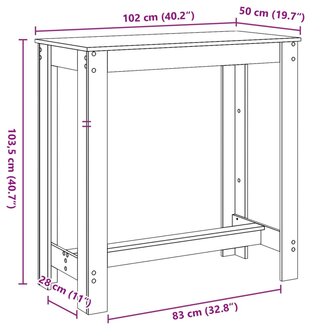 Bartafel 102x50x103,5 cm bewerkt hout grijs sonoma eikenkleurig 9