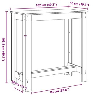Bartafel 102x50x103,5 cm bewerkt hout artisanaal eikenkleurig 9