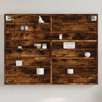 Vitrinekast 100x8,5x75 cm bewerkt hout gerookt eikenkleurig 1