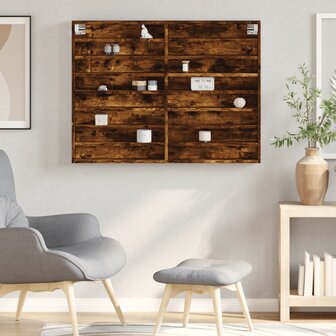 Vitrinekast 100x8,5x75 cm bewerkt hout gerookt eikenkleurig 3