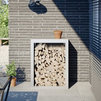 Haardhoutrek 60x40x80 cm staal wit 1