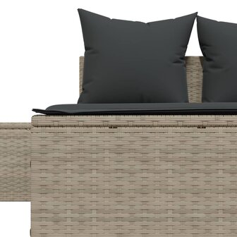 Ligbed 2-persoons met kussens poly rattan lichtgrijs 7