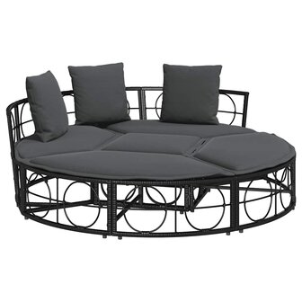 Loungebed voor buiten zonder luifel poly rattan zwart 2