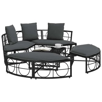 Loungebed voor buiten zonder luifel poly rattan zwart 4