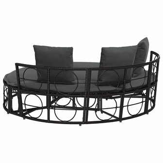 Loungebed voor buiten zonder luifel poly rattan zwart 8
