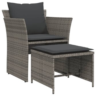 Tuinstoel met voetenbank poly rattan grijs 2