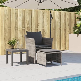 Tuinstoel met voetenbank poly rattan grijs 3