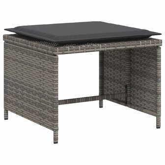 Tuinstoel met voetenbank poly rattan grijs 6