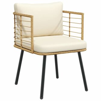 Tuinstoel met kussens poly rattan naturel 1
